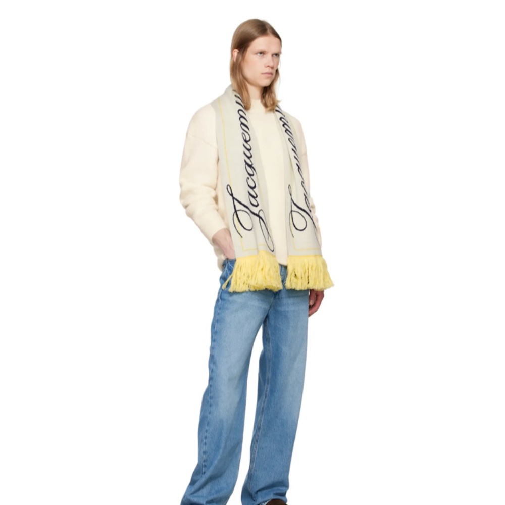 off-white and yellow The Liga scarf